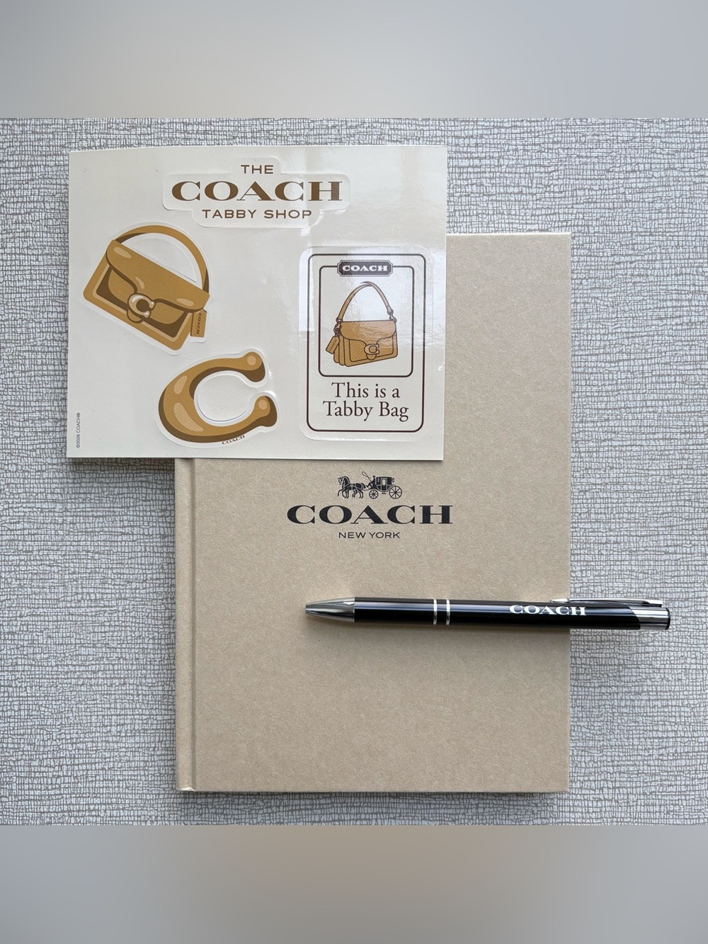COACH Tabby Shop Limited Edition Notebook Ball Point Pen Sticker Stationery Set